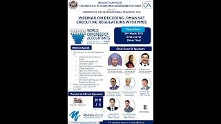 ICAI MUSCAT Chapter Organises  “ Decoding Oman VAT Executive Regulation On 24th March 2021 with MMJS