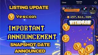 Yescoin SNAPSHOT DATE and LISTING UPDATE - Connect wallet to start Claiming Airdrop