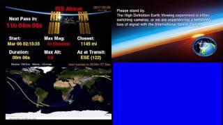 ISS Above Featuring live video from NASA's HDEV cameras on board the International Space Station