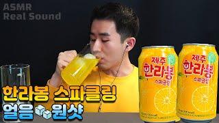 달콤상큼 편의점 음료 추천! 오렌지 맛 탄산음료 한라봉 스파클링 얼음 원샷 먹방 음료수 ASMR Drinking Sound