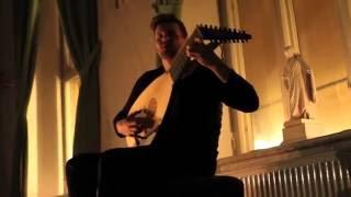 Jonas Nordberg playing the theorbo/lute at Stockholm Early Music Festival