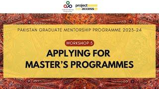 Applying for Master's Programmes | Workshop 5/10 by OPP x Project EduAccess