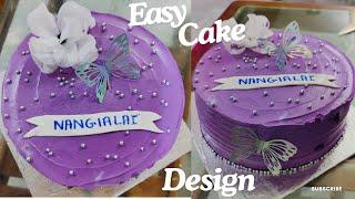 Making purple theme cake   .