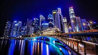 Singapore City at Night l Singapore Skyline l Marina Bay waterfront promenade , Singapore l 2020