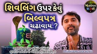 શિવલિંગ ઉપર કેવું બિલ્વપત્ર ચઢાવાય? ll મહાદેવના શરણે ll શિવ મહાપુરાણ જ્ઞાન ll Amitgiri Bapu