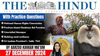 The Hindu Newspaper Analysis | Daily Current Affairs | 27 Dec 2024 Current Affairs | SRIRAM's IAS