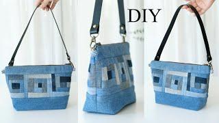 How to make recycled denim shoulder bag | sewing | easy | tutorial (ep304)