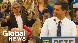 Pete Buttigieg responds to anti-gay heckler during Iowa rally