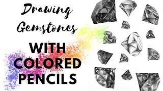 Drawing gemstones with COLORED pencils|| trying a tutorial from Colorist's special effects book