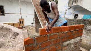 Amazing Stairs design Hand Wall Construction Bricklaying  Techniques-Using by sand and cement mixer