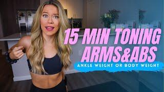 15 minute at Home Toned Arms and Abs Workout ||ft Bala Bangle || Ankle Weight or Bodyweight Optional