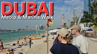 3:30pm Dubai UAE "Metro +Walk": Union MS to Dubai Marina via DMCC Metro Station (3.23.24: 4K-UHD)