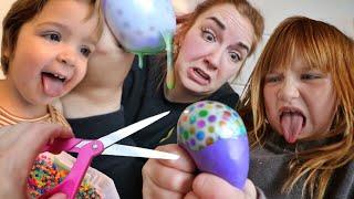 MAKiNG SQUiSHiES with ADLEY!! What's inside our homemade squishy toys? Family Craft n Backyard Fort