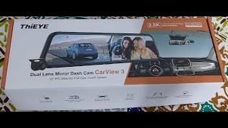 ThiEYE 10'' 2.5K Dual Lens Mirror Dash Cam CarView 3 Unboxing