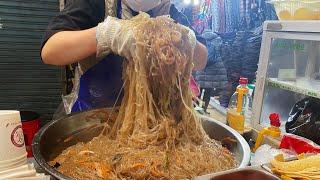 Cheese Tuna Gimbap with japchae - Korean Street food