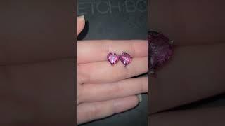 Natural Pink topaz platinum-plated silver earrings.  天然心形粉色托帕石銀鍍鉑耳釘