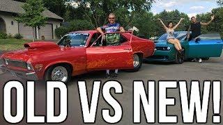 Old School Muscle vs New School Muscle !! Chevy Nova vs Hellcat !!