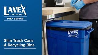 Lavex Janitorial Pro Series Slim Trash Cans and Recycling Bins