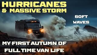 HURRICANE & EXTREME STORM. My 1st Fall Full Time Van Living. Heavy Rain Weather Vanlife Solo Camping