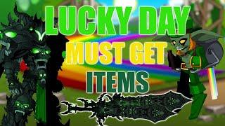 AQW Must Get Lucky Day Items | Boss Drops - Paragon Set - Ev Leprechaun Class - Merge Shops Seasonal