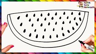 How To Draw A Watermelon Step By Step  Watermelon Drawing Easy