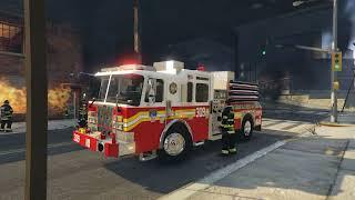 GTA 5 - FDNY Engine 309 and Ladder 159 responds to and fights a building fire