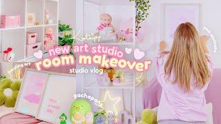 art studio makeover  moving into my NEW art studio, cozy studio transformation | STUDIO VLOG