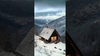 Soothing relaxation Lonely winter cabin. Quiet place with relaxing music.  Christmas Relaxing music.