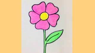 How to draw a flower step by step|very easy flower drawing|simple flower drawing step by step