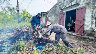 Helping Disabled Woman Clean Up Transforming Overgrown Front Yard and Garden