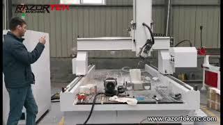 #4axiscnc razortek 4 axis cnc router with 10 pcs disc atc,4th rotary device for metal milling