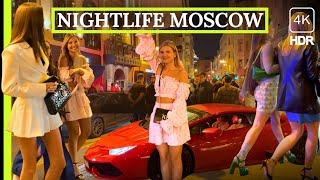  HOT Nightlife Moscow: Beautiful Girls, Vibes Night Russia Walk City Tour 2023 4K HDR