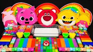 Slime Mixing Random ASMR  Rainbow LOTSO Strawberry Slime Mixing Random with Rainbow Eyeshadow