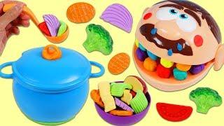 Feeding Sick Mr. Play Doh Head Homemade Vegetable Soup!