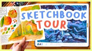 I painted every day for one month  My mixed media sketchbook tour!