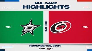 NHL Highlights: Stars vs. Hurricanes - November 25, 2024