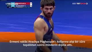 Azerbaycanlı güreşçi Taleh Mammadov, ermeni rakibini omuzunda gezdirdi