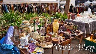 【Thrift HAUL】Fun flea market shopping in Paris / Living in France vlog