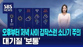 [날씨] 오후부터 저녁 사이 갑작스런 소나기 주의…대기질 '보통' / SBS