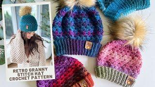 Retro Granny Stitch Hat Crochet Pattern - 0-3mth easy hat tutorial - free crochet pattern baby-adult