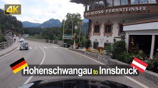 Driving from Hohenschwangau Germany to Innsbruck Austria in 4K