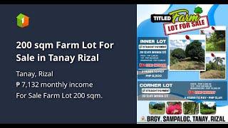 200 sqm Farm Lot For Sale in Tanay Rizal