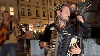 Colombian band singing Ukrainian song CHERVONA KALYNA in Poland