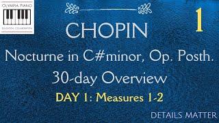 How to Play Chopin Nocturne in C# Minor, Op. Posthumous: 30 Day Overview--Video 1 Measures 1-2