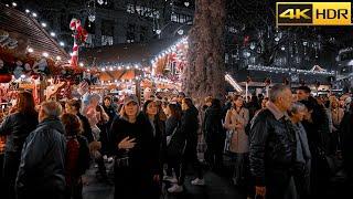 London's Christmas Walk-2024 I ‍️ Busy London Streets at  Christmas Night [4K HDR]