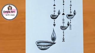 How to Draw Diya Step by Step || Diwali Special Diya Drawing || Diya Drawing Colour..