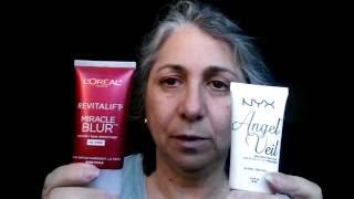 Tutorial + Testing Primers for Mature Skin: NYX Angel Veil vs  L'Oreal Miracle Blur