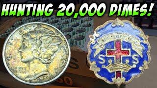 BEAUTIFUL OLD SILVER & STRANGE FIND! (COIN ROLL HUNTING DIMES)