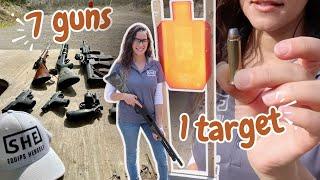 7 GUNS: 1 TARGET | Testing different calibers on self-healing, color-changing targets!