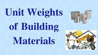 Unit Weights of Building Materials